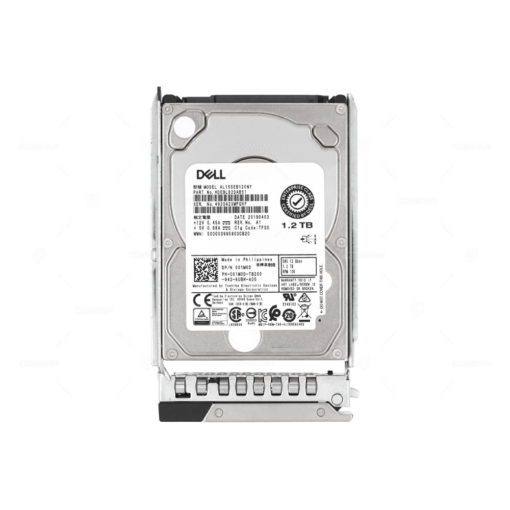 01M0D-G14 DELL HARD DRIVE 1.2TB 10K 12G SAS 2.5 SFF HOT-PLUG FOR POWERVAULT SERVER G14 001M0D, AL15SEB120NY, HDEBL82DAB51